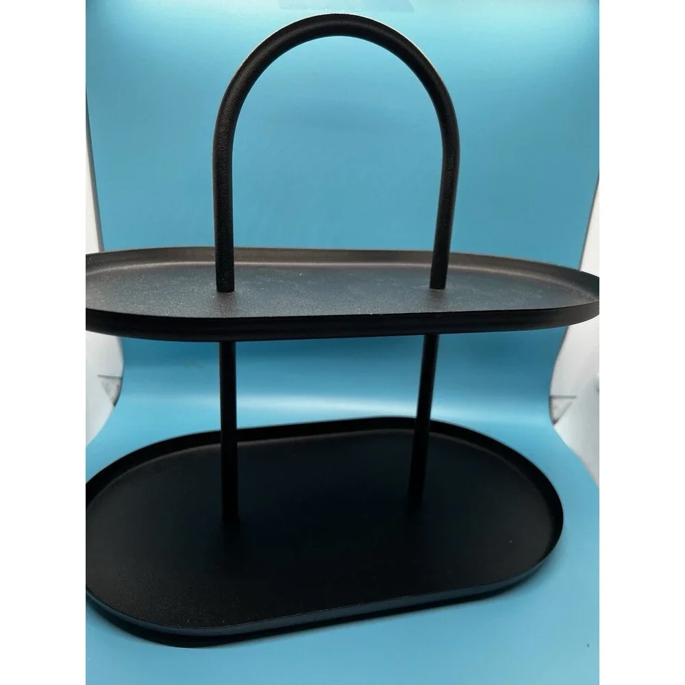 Ikea Sommaroga Serving Stand Two Tiers display black jewelry bath products metal